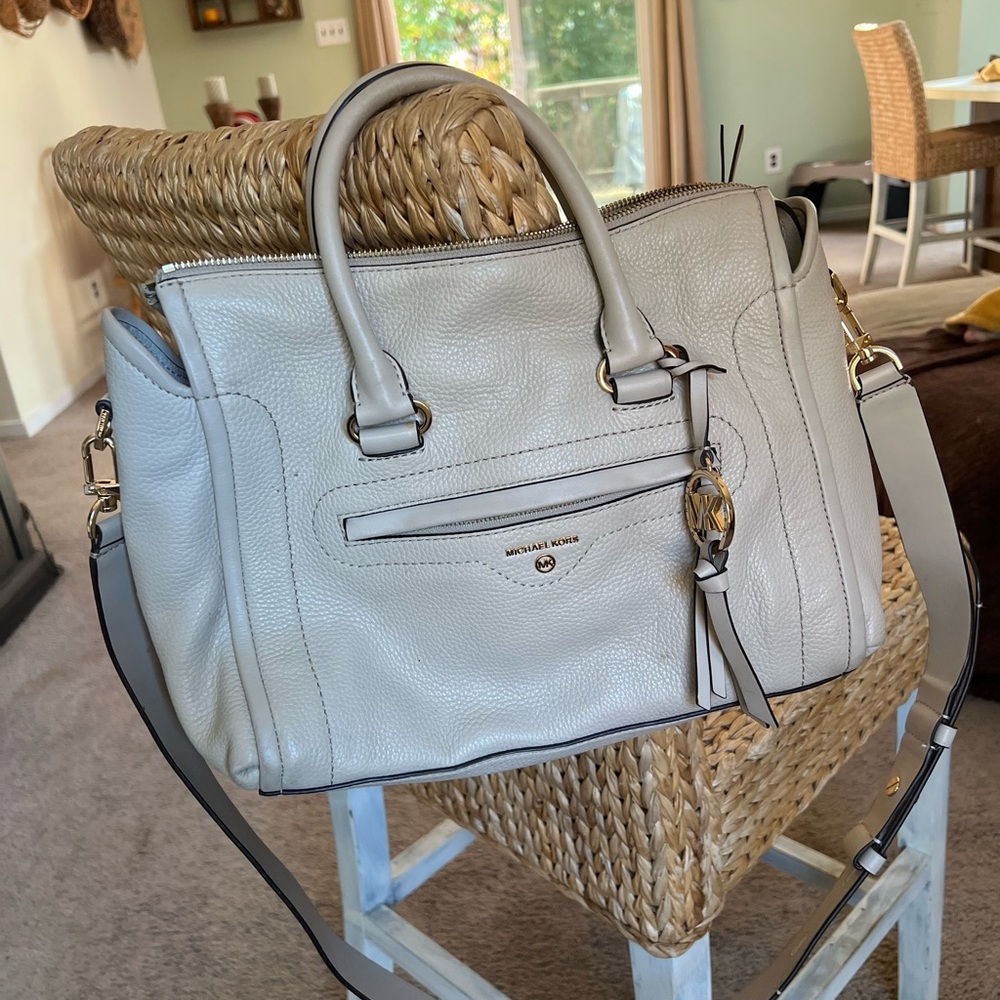 Michael Kors Gray Leather Tote Bag